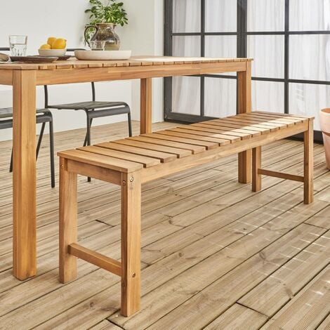 2 to 3-seater bench in acacia wood, 140cm, Cartama, Natural, 140x35x45 cm