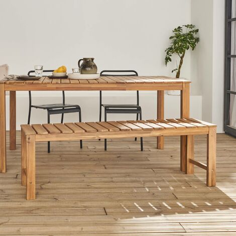 2 to 3-seater bench in acacia wood, 140cm, Cartama, Natural, 140x35x45 cm