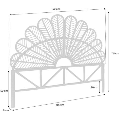 Rattan Bohemian Headboard, double bed