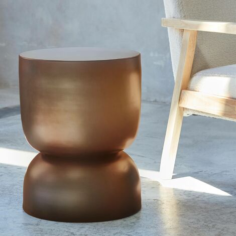 Side table, end table, metal bedside table Ø32 x H42cm, Madi, Terracotta, 32x32x42 cm