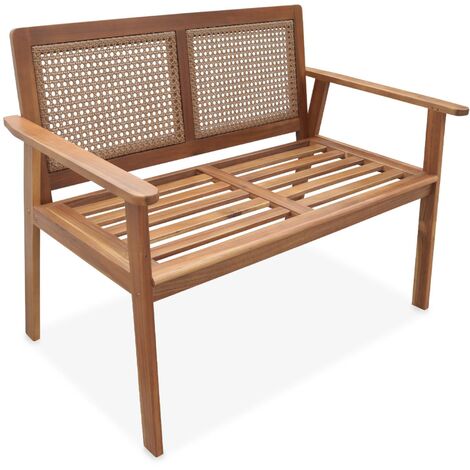 2-seater wooden bench Natural 120x60x90 cm - Manabi (1/5)