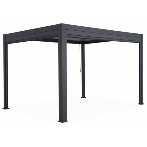 3x4m louvered aluminium pergola with a 3m privacy screen, Triomphe + screen, Anthracite, 400x300x250 cm