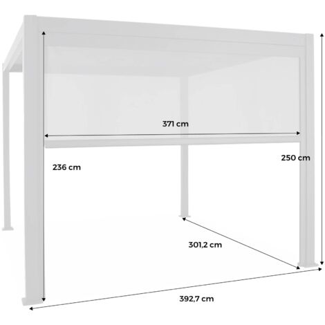 3x4m louvered aluminium pergola with a 3m privacy screen, Triomphe + screen, Anthracite, 400x300x250 cm