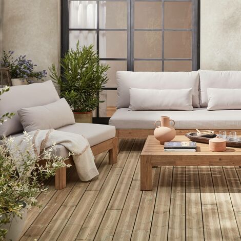 5-seater wooden garden sofa set, Bahia, Natural, 205x94x77 cm
