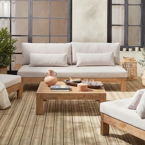 5-seater wooden garden sofa set, Bahia, Natural, 205x94x77 cm