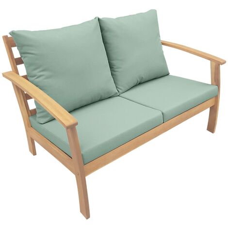 4-seater wooden garden sofa set, Ushuaia, Natural, 123x82.7x74.6 cm