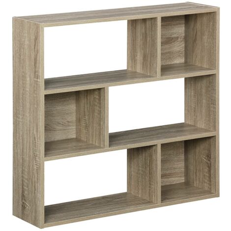 3-shelf bookcase with 6 compartments Natural 83x23x80 cm - Pieter (1/5)