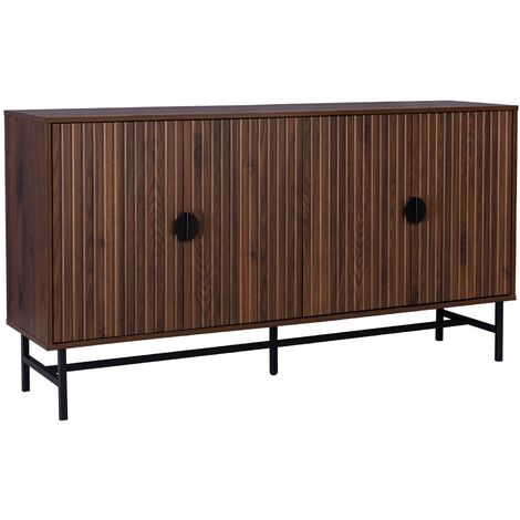 157.5cm sideboard cabinet with two doors and one shelf Dark wood colour 157.5x39x83 cm - Bazalt