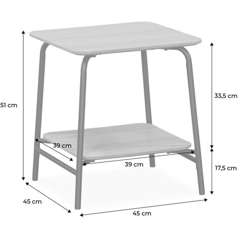 Pair of bedside tables with wood effect and a steel frame, Scuola, Natural, 45x45x51 cm