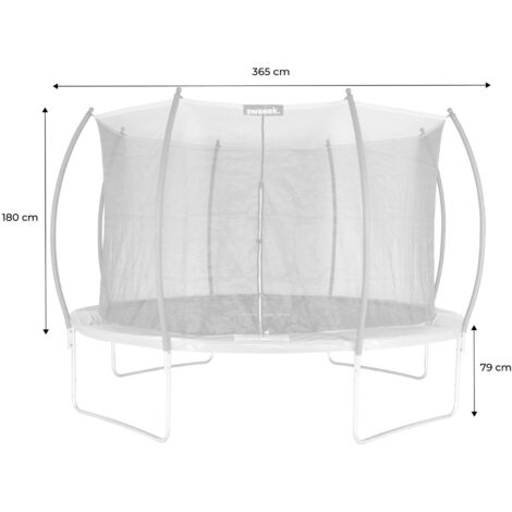 12ft trampoline with inner safety net, Saturne Inner, Grey, 365x365x80 cm