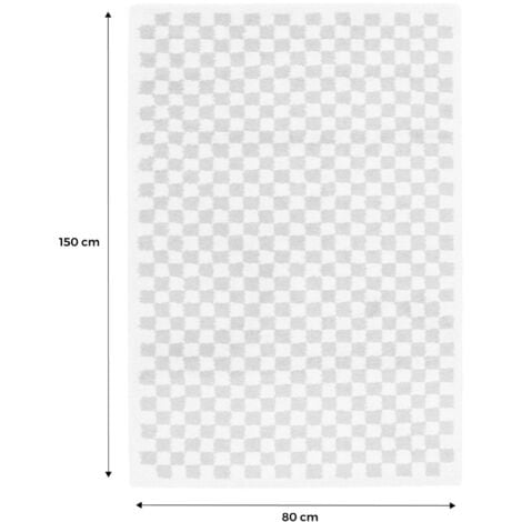 Light blue and cream checkerboard interior rug, Taylor, 150x80x3 cm