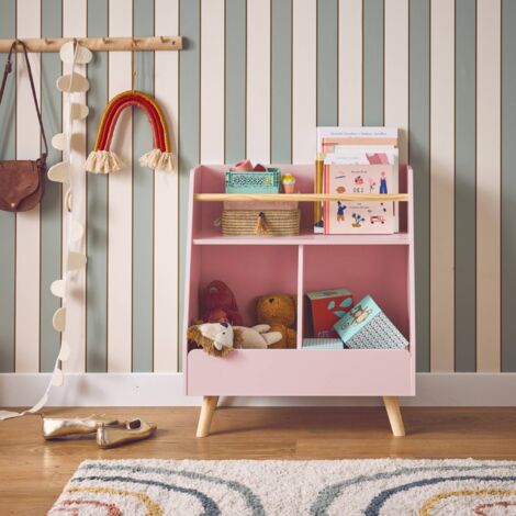 Children's storage unit with 2 compartments, Tobias, Pink, 61.5x35x69.5 cm