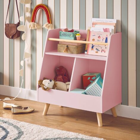 Children's storage unit with 2 compartments, Tobias, Pink, 61.5x35x69.5 cm