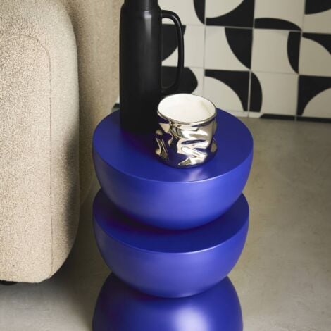Side table, end table, bedside table metal Ø32 x H46.5cm, Coumba, Blue, 32x32x46.5 cm