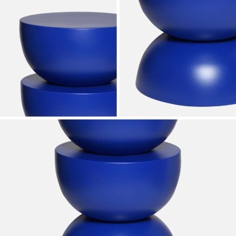 Side table, end table, bedside table metal Ø32 x H46.5cm, Coumba, Blue, 32x32x46.5 cm