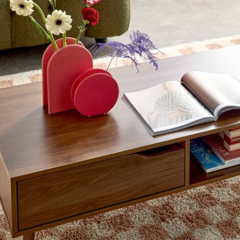 Vintage coffee table in walnut wood, Nepal, Walnut, 110x59x39 cm