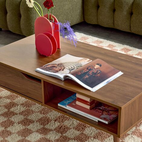 Vintage coffee table in walnut wood, Nepal, Walnut, 110x59x39 cm