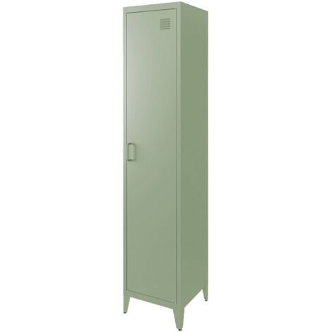 Metal cabinet/locker with 4 storage compartments, industrial-style Light Green 38x38x180 cm - Soho