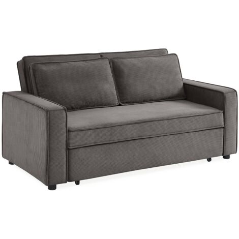 3-seater corduroy sofa bed, Chill, Grey, 172.5x91.5x88.5 cm