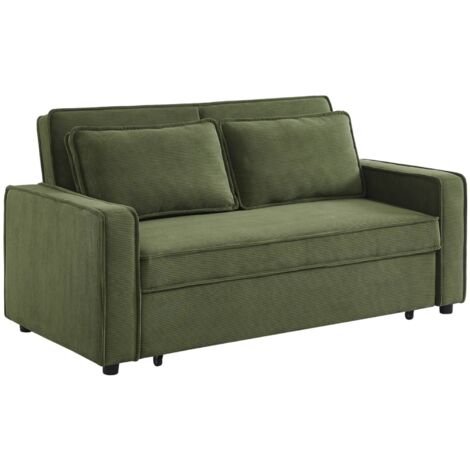 3-seater corduroy sofa bed, Chill, Khaki Green, 172.5x91.5x88.5 cm