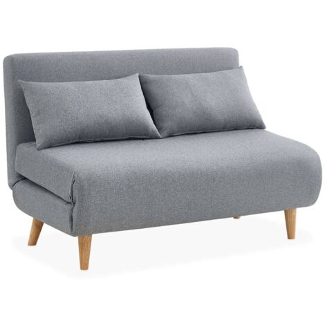 2-seater scandi-style folding sofa bed, Guesta, Light Grey, 120x89x80 cm
