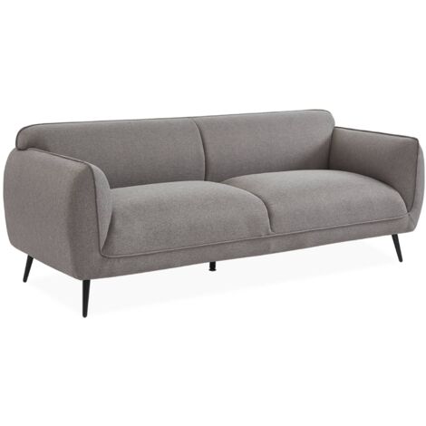 3-seater sofa with metal legs, Soft, Light Grey, 205x82.3x76.3 cm (1/5)