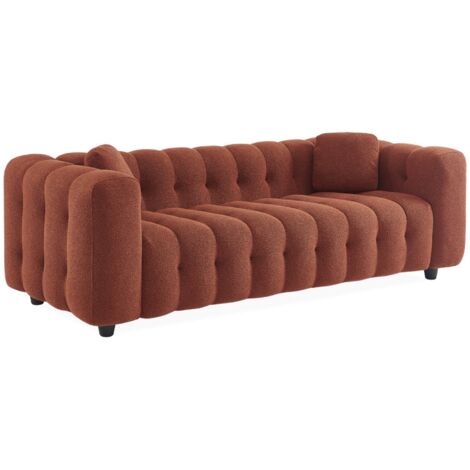 3-seater sofa, upholstered in textured boucle fabric, Leon, Terracotta, 229x99x71 cm (1/5)