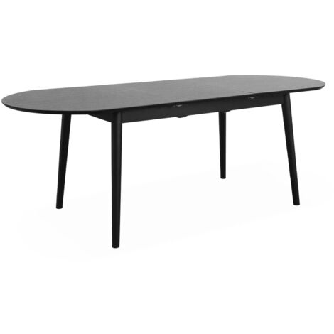6 to 8-seater extendable oval dining table, Lisa, Black, 160x90x75 cm