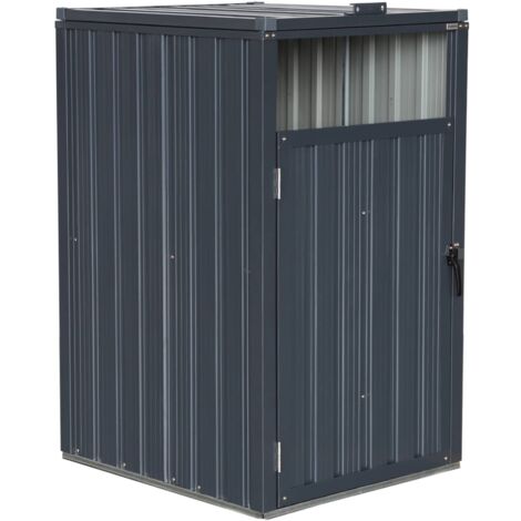 Grey galvanised steel bin shed, Escaut, Grey, 73x82x124 cm