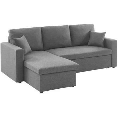 3-seater compact reversible corner sofa bed, Smile, Charcoal Grey, 213.5x136.5x83 cm
