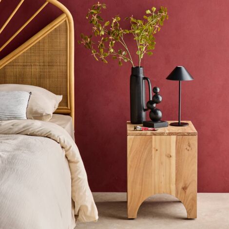 Acacia wood side table, bedside table, Malapo, Natural, 35x35x45 cm