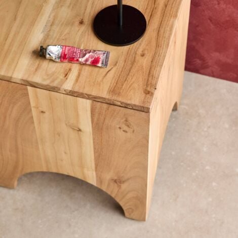 Acacia wood side table, bedside table, Malapo, Natural, 35x35x45 cm