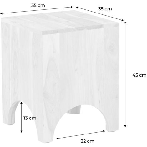 Acacia wood side table, bedside table, Malapo, Natural, 35x35x45 cm