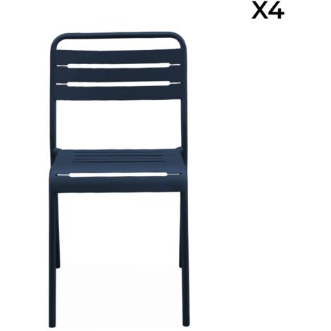 Pair of steel and stackable garden chairs, Amelia, Marine blue, 44x52x79 cm