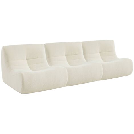 Set of 3 modular armchairs in boucle fabric, Sokol trio, White, 91x105x72 cm (1/5)