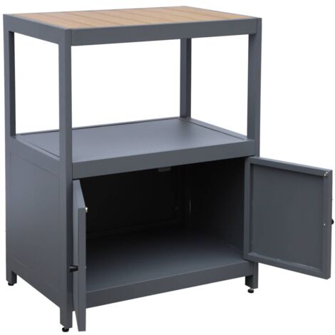 2 doors aluminum outdoor and polywood kitchen  , Albi, Anthracite, 70x50x91 cm