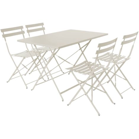4-seater folding metal bistro garden table, Emilia, Beige, 110x70x72 cm