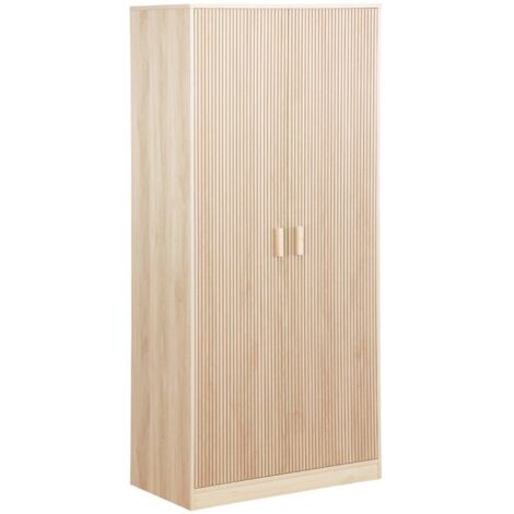 Dressing room, 2-door wardrobe with hanging space and LINEAR storage units, laminated panels and spruce legs W 80 x D 48 x H 180cm
