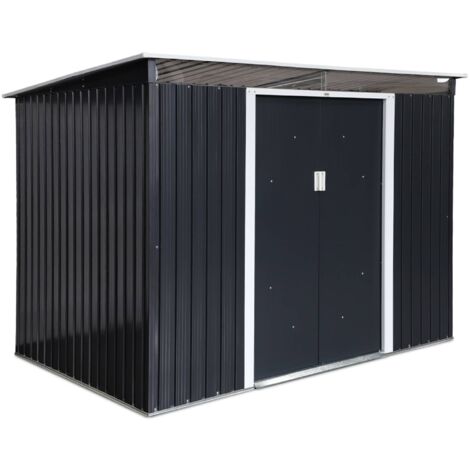 Metal garden shed 4.85m2 with skylight, Audomarois, charcoal grey, 261x181x186 cm