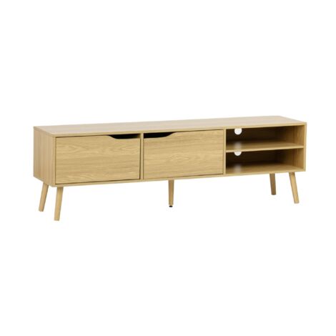 Ash-effect TV stand, 2 doors, 1 shelf, 160cm