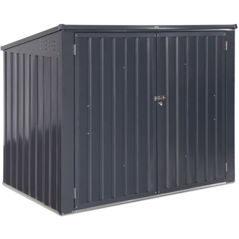 Double 1.75m² galvanised steel dustbin cover, Carembault, Anthracite, 1101x173x131 cm