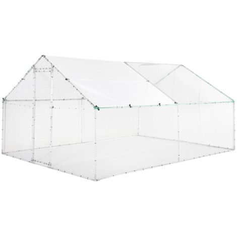 Enclosure for chicken coop and aviary 12m² galvanised steel grey and green, several dimensions - Babette