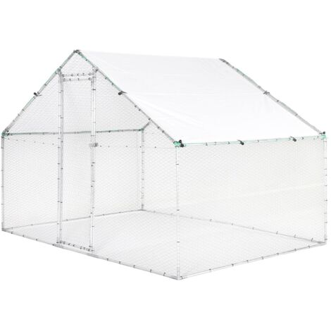 Enclosure for chicken coop and aviary 6m² galvanized steel grey and green, several dimensions - Babette