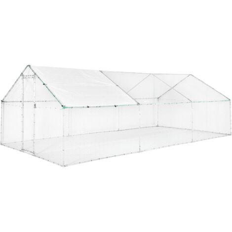 Enclosure for chicken coop and aviary 18m² galvanised steel grey and green, various sizes - Babette