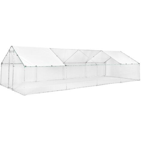 Chicken coop and aviary enclosure 24m² galvanised steel grey and green, several sizes - Babette