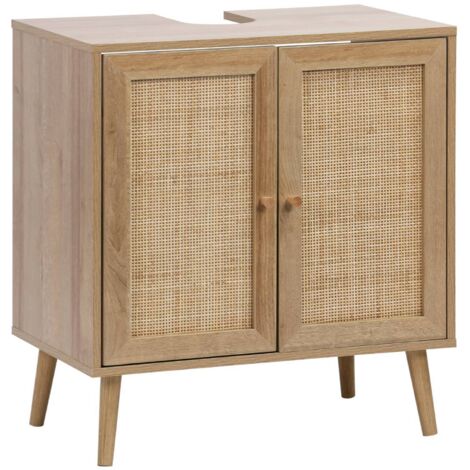 Wood and cane decorative under-washbasin furniture Bohemian 65 x 40 x 70 cm natural
