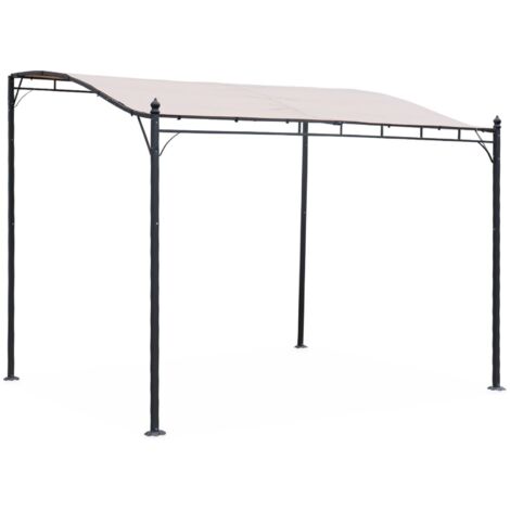3x2.5m wall-mounted pergola, Brestum, Beige, 298x249x248 cm
