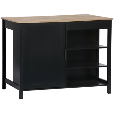 3 in 1 kitchen island, storage, work surface, dining table, 5 shelves, 1 door, 1 drawer, W 120 x D 75 x H 90cm