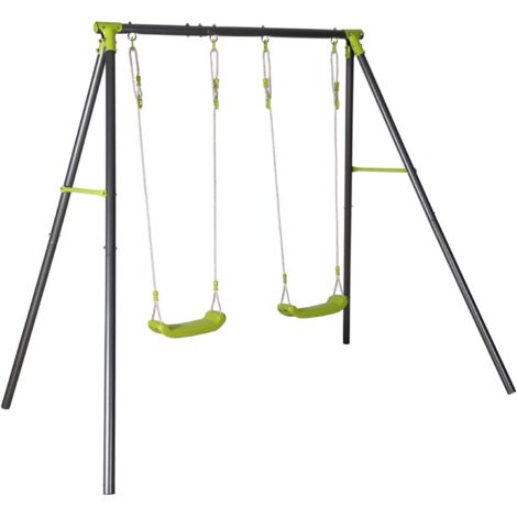 Double metal swing frame BISE, 2 places, black and green, steel, L 217 x D 153 x H 195 cm