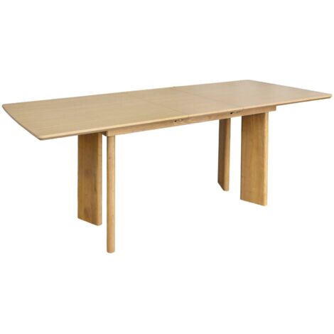 6-8 seater rectangular extendable dining table, rubberwood and oak veneer Natural 170x90x76 cm - Albane
